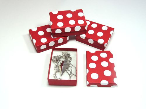 18 -3.25x2.25 RED Polka Dot, Cotton-Lined Jewelry Presentation/Gift Boxes