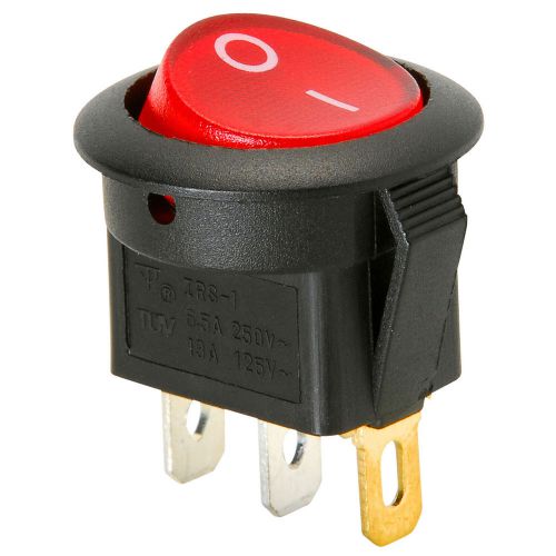 Spst round rocker switch w/red illumination 125vac 060-716 for sale