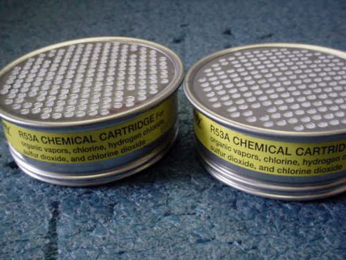 (2) AO Safety R53A Chemical Cartridge Organic Vapor, Chlorine 11723C ~ One Pair
