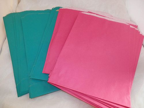 100 6x9 (6.25x9.25) Hot Pink and Teal Paper Merchandise Bags, Party Favor Bags