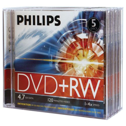 PHILIPS DW4S4J05F/17 4.7GB 4x DVD+RWs with Jewel Cases, 5 pk