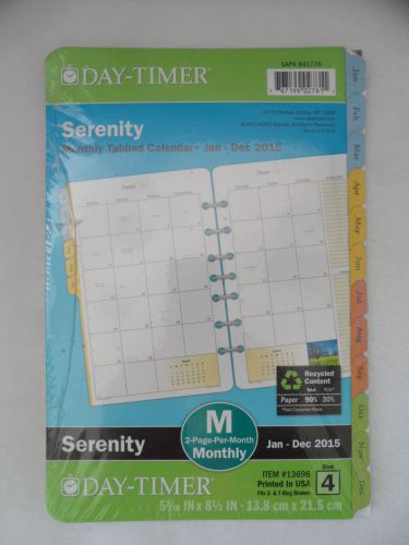 Day Timer Serenity, Monthly, 2-Page-Per-Month, Jan-Dec 2015, Size 4 (#13696)