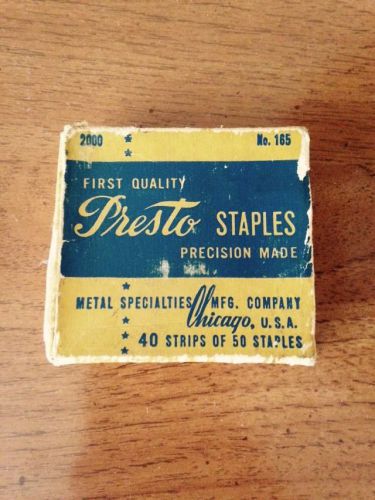 Vintage Box of Presto Staples 2000ct Metal Specialties Co