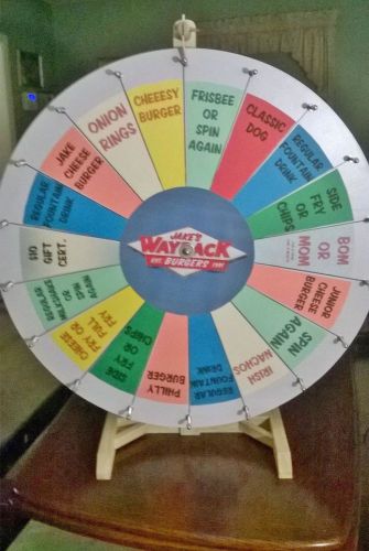 30&#034; Tabletop White Dry Erase Prize Wheel w 18 Slots &amp; Wood Stand, Spinning