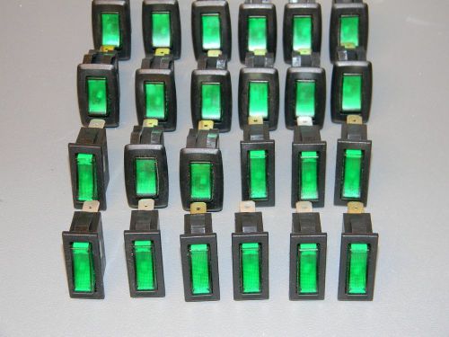 AVIONICS ROCKER SWITCHES, LOT OF 24, MADE IN THE U.S.A. BY &#034;ITT&#034; DPST, LIGHTED