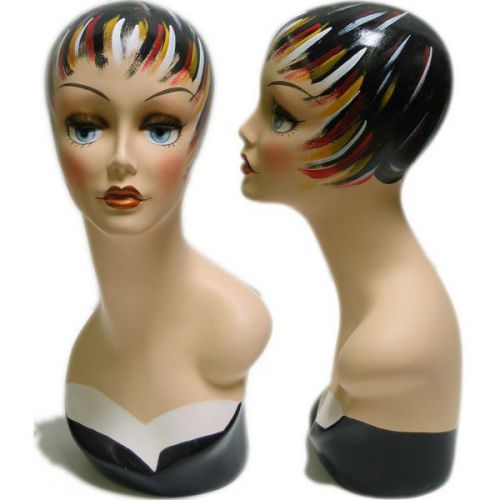 MN-202 Female Head Form with Colorful Vintage Look