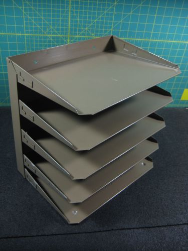 GRAY/BEIGE HUNT Lit-Ning 5 Tiers Metal  Paper Sorter File Organizer Tray A13