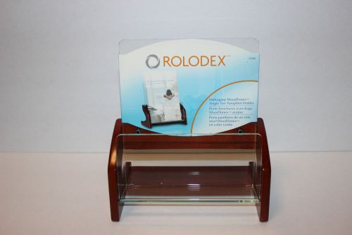 NEW Rolodex Mahogany Wood Tones Single Tier Pamphlet Holder Brochure Office Desk