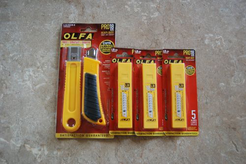 OLFA L-2 Utility Knife PRO18 &amp; SCR-S Scrapper w/3pks Replacement Blades LB-5B