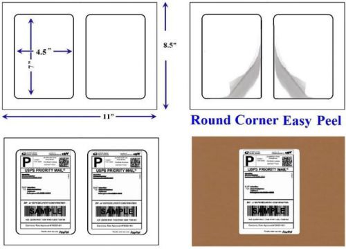 500 Quality Stars Self-adhesive Shipping Labels Round Corner 2 Labels per Sheet