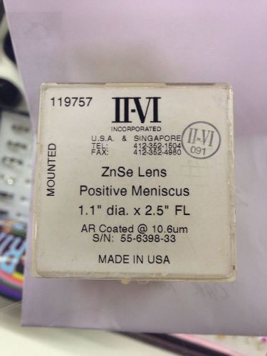 II-VI ZnSe Lens Positive Meniscus 1.1&#034; Dia. X 2.5&#034; FL