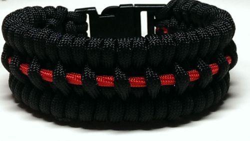 &#034;Thin Red Line&#034; Trilobite Braided Paracord Bracelet for Fireman &amp; Male Family