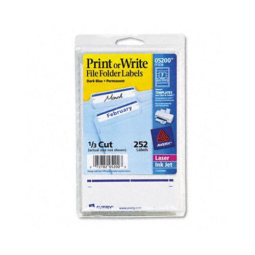 Avery Print or Write File Folder Labels White / Dark Blue Set of 3