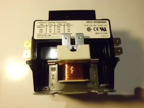 NEW Hartland Control 2 pole contactor HCC-2XQ04BB 600V 40FLA 50A Res Coil 24VAC