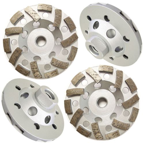 4PK 4.5” Premium L-Seg Cup Wheel for Concrete 5/8&#034;-11 Threads 30/40 Grit