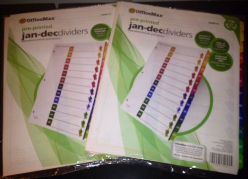 OfficeMax Multicolor Index pre-printed Jan. - Dec. Dividers NEW SEALED OM96174