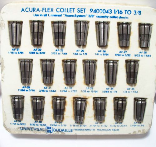 20 PC SET ACURA FLEX COLLETS 1/16 - 3/8 BY 64THS 3/8&#034; SERIES FOR KWIK SWITCH 200