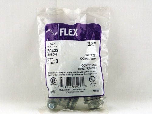 NEW Halex FLEX .75in 3/4&#034; Squeeze Connector 20422 ~ BAG OF 3 ~ 856-002   SWEET!