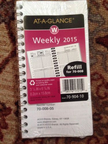 AT A GLANCE 70-904-10 2015 CALENDAR WEEKLY APPT BOOK REFILL FOR 70-008