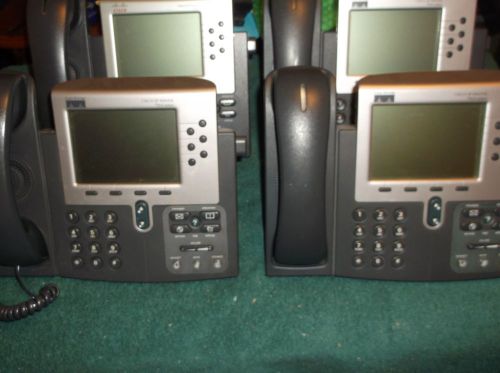 Lot (4) Cisco CP-7960G Unified IP VoIP Phone CP7960G w/handsets and stands RT