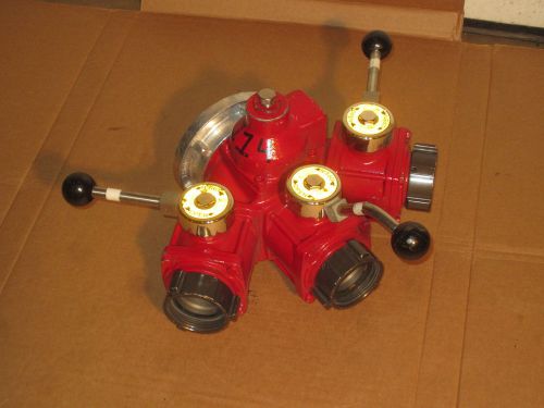Elkhart Brass Gated Manifold For Fire Hose , 5&#034; Storz &amp; 2.5&#034; NH Connections