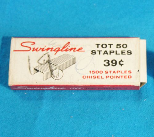 VINTAGE SWINGLINE TOT 50 STAPLES - 39 cents box - 22 1/2 ROWS