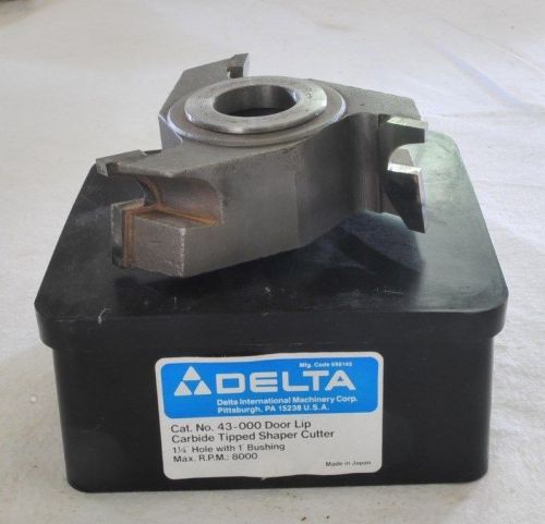 Delta No. 43-000 Door Lip Carbide Tipped Cutter 1 1/4&#034; Bore with 1&#034; Bushing
