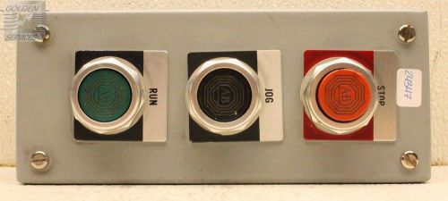 Hoffman E-3PB Pushbutton Enclosure w/ Red, Black and Green 800T-AN Pushbuttons