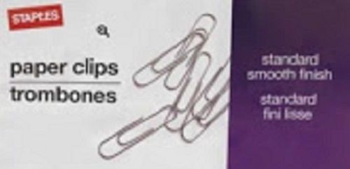 Staples Paperclips #1 Size Paper Clips, Smooth, 100 units Office Supplies