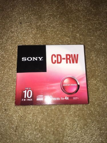 SONY CD RW 10CRM80SS AUDIO MEDIA STORAGE WITH SLIM JEWEL CASE 10/PACK