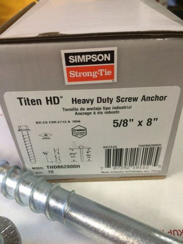 (10PK) Simpson Strong Tie THD62800H Titen HD Concrete Screw Anchor 5/8&#034; x 8&#034;