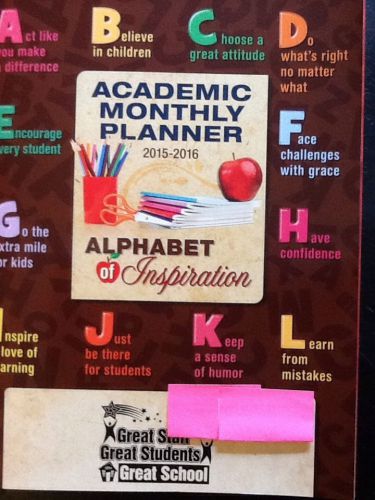 Academic Monthly Planner 2015-16