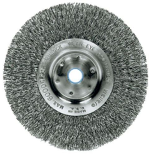 WEILER Narrow Face Width Wire Wheel Brushe - Diameter: 8&#039;&#039; WIRE SIZE: .006&#039;&#039;