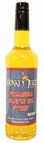 Mango Snow Cone Syrup - Made with PURE CANE SUGAR - Monkey Juice Brand