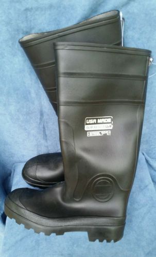 Steel Toe Slip Resistant Rubber Safety Work Muck Boots Mens Sz.7 Black USA NWOT