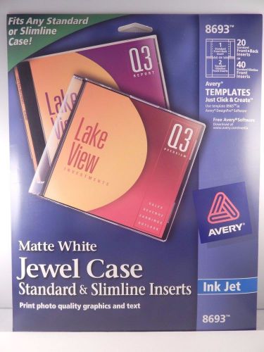 Avery Matte White Jewel Case Standard &amp; Slimline Inserts #8693