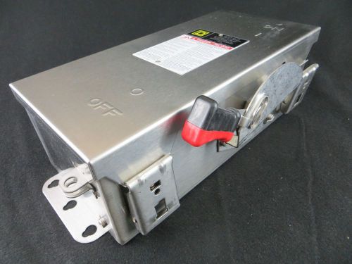 Square d hu361ds - non-fusible stainless nema 4x 3p 30a 600v h/d safety switch for sale
