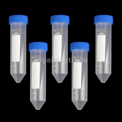 5pc 50ml plastic graduated cylinder centrifuge tube laboratory test 12x2.6cm for sale