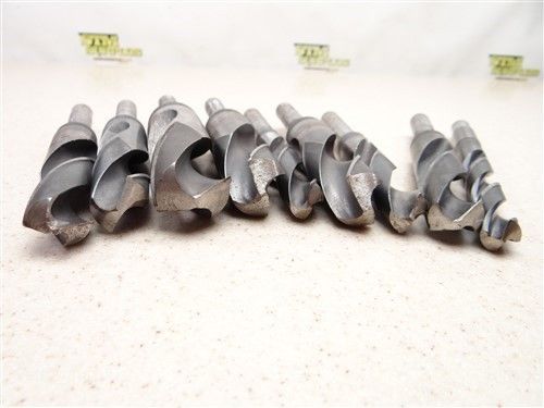 LOT OF 8 REDUCE SHANK DRILLS 35/64&#034; TO 1-1/8&#034; USA
