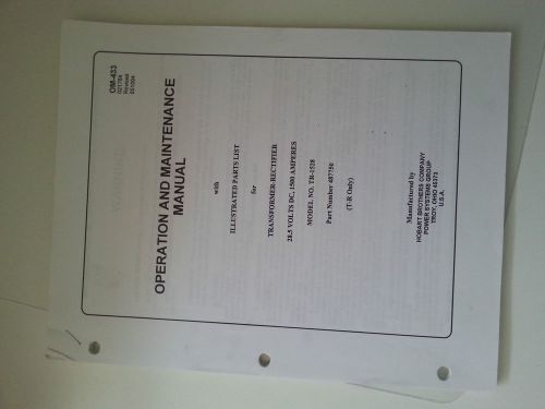 Hobart TR-1528 Operation and Maintenance Manual with Parts List