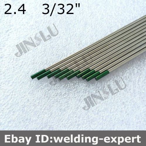 Green Tip Pure Tungsten Electrode 2.4mm X 150mm 3/32&#034; X 6&#034;  for TIG Welding 10PK