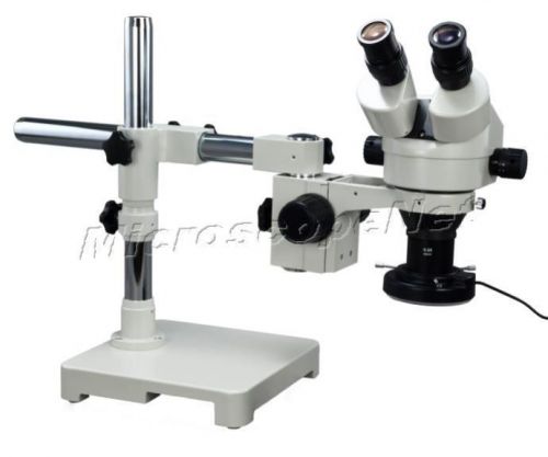Stable 7X-45X Zoom Binocular Boom Stand Microscope+144 LED Ring Light Brand New