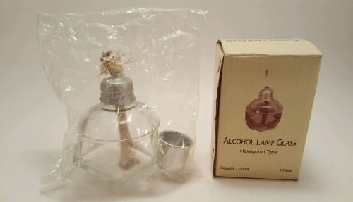 NEW SEALED Glass Alcohol Lamp Hex Shape with Cap