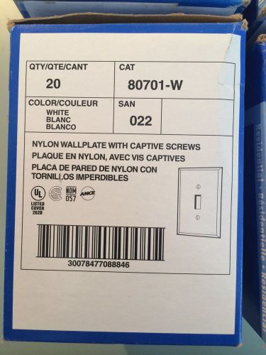 Box of 20 Leviton Nylon Wall Plate 80701-W duplex receptacle plate White