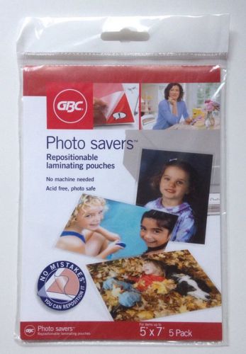 Repositionable Laminating Pouches 5&#039;&#039; x 7&#039;&#039; Pack of 5 GBC No Machine Needed NEW