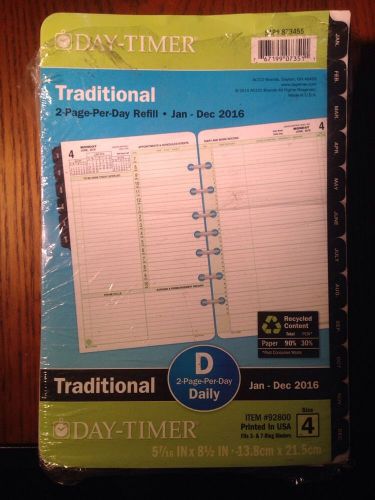Day-Timer 92800 Desk Size 4 Refill 2016. 2 page per day. Free Shipping