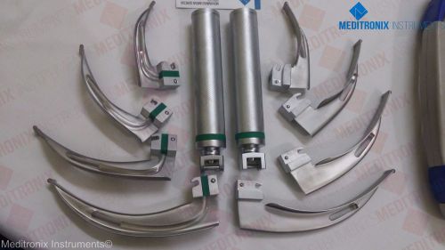 2 Sets of Macintosh Fiberoptic Laryngoscope, ENT Anesthesia Intubation