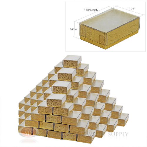 100 gold view top cotton filled jewelry gift boxes 1 7/8&#034; x 1 1/4&#034; for sale