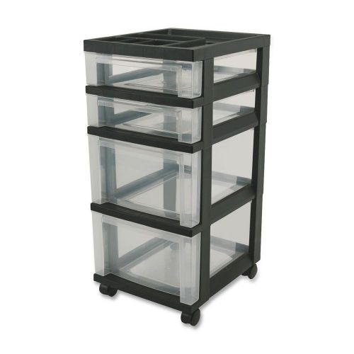 IRIS 4-Drawer Cart with Organizer Top and Casters Black