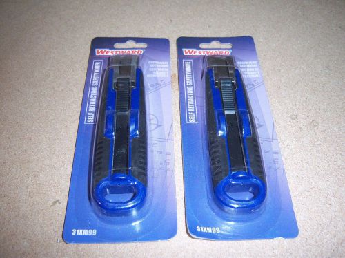 PAIR OF 2 WESTWARD 31XM99 Safety Utility Knife Knives Self-Retracting NEW/SEALED